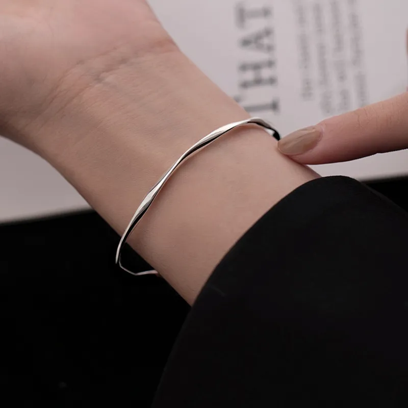 JESCAKOO 925 Sterling Silver Bangles Women's-3