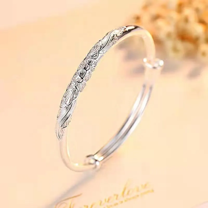 JESCAKOO Silver Plated Bangles Women's-3