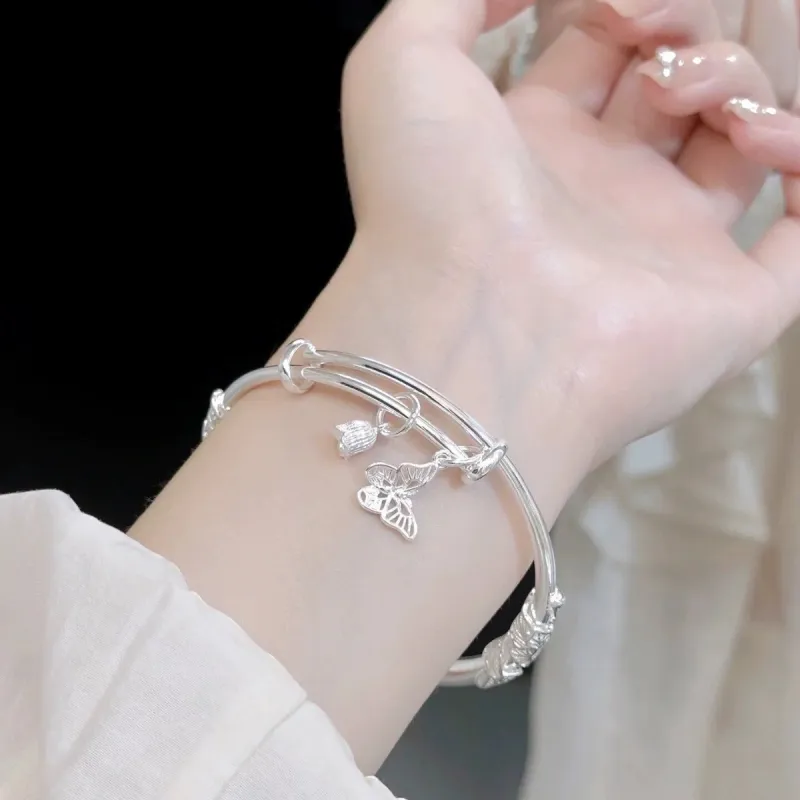 JESCAKOO Silver Bangles Women's-3