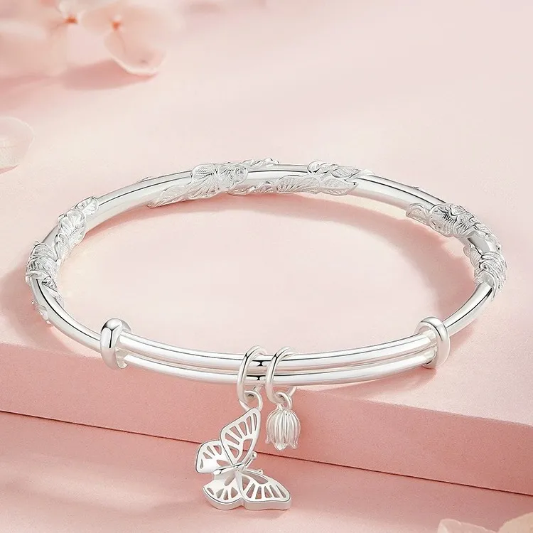 JESCAKOO Silver Bangles Women's-1