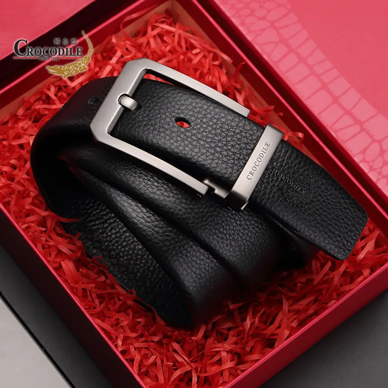 Crocodile Cow Leather Leather Belts Men's 3.5cm-1