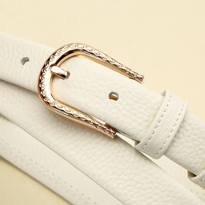 Crocodile Top Grain Cow Leather Leather Belts Women's 2.4cm-12