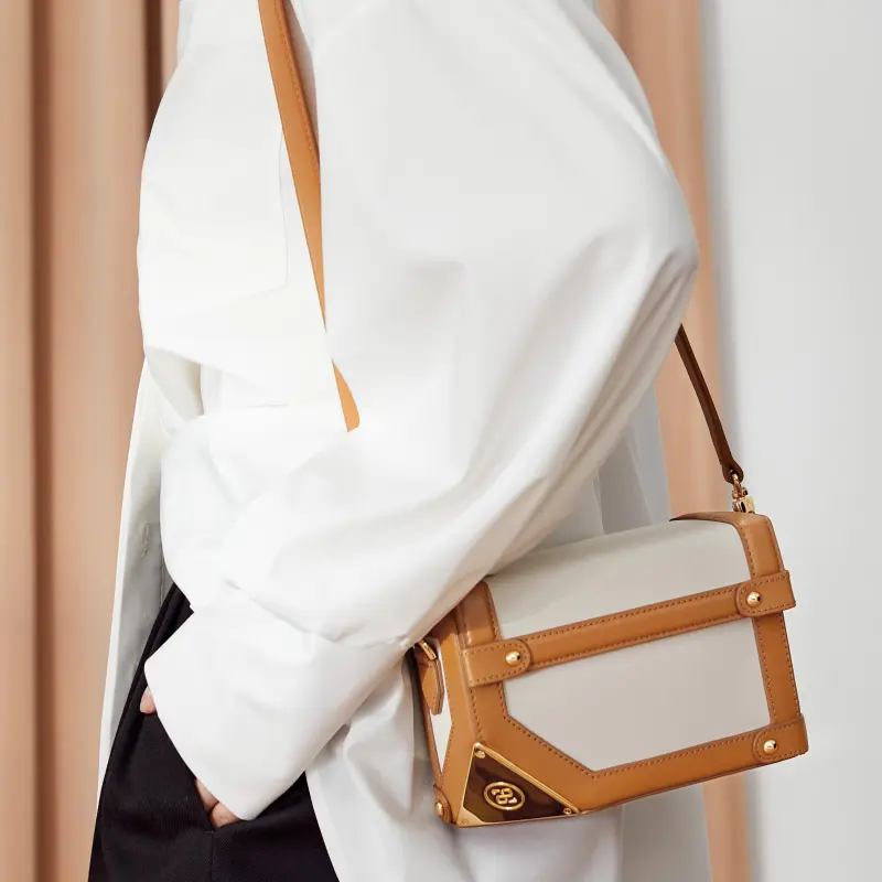 ZESH Cow Leather Shoulder Bag Women's Brown White Imprint/Dark Green Beige/Crocodile Grain Beige/Light Milk Tea Ecru-2