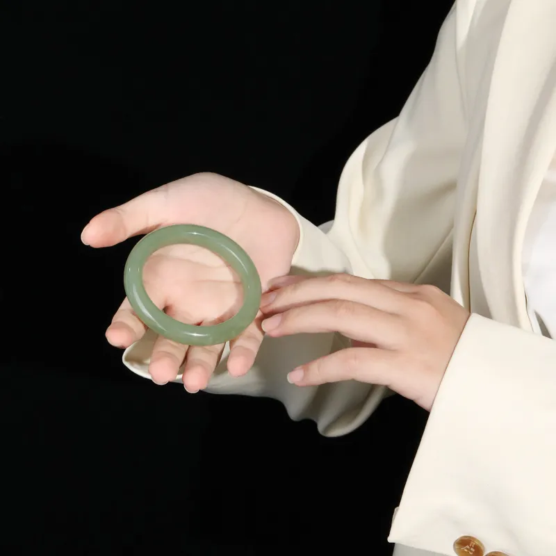ZUOYUJU Hetian Jade Bangles Green Jade Women's-4