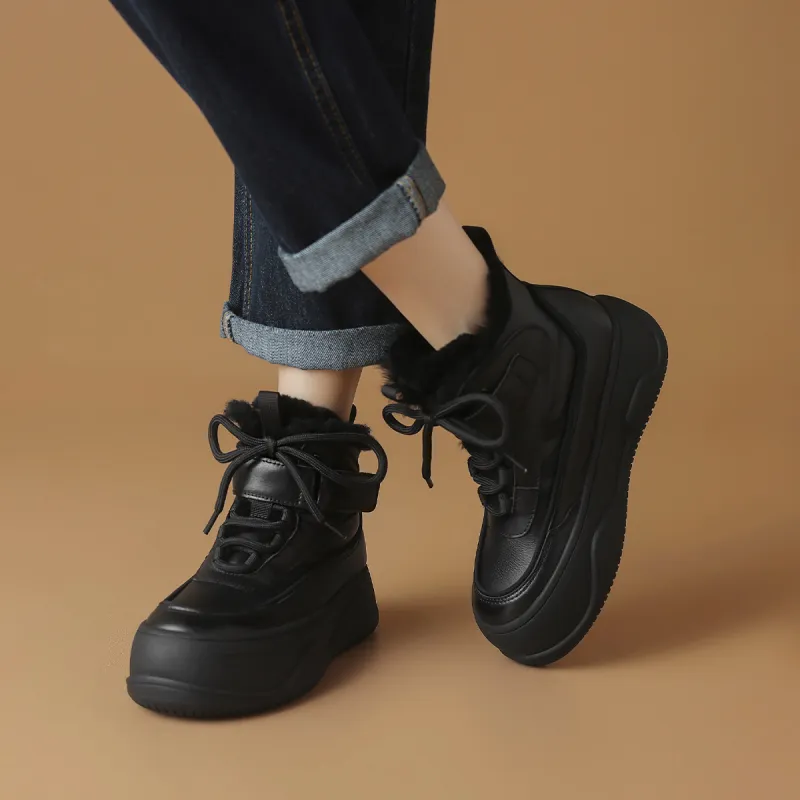 Rosa Bianca Warm Wear-Resistant Lightweight Breathable Height Increasing High-Top Skateboard Shoes Women's-3