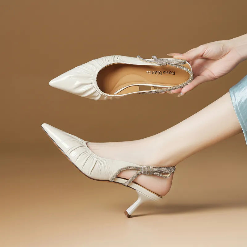 Rosa Bianca Flared Heel High Heels 6.5cm Women's Ecru-2