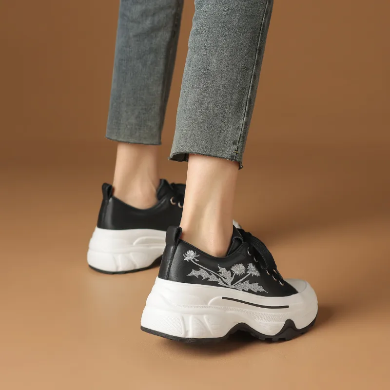 Rosa Bianca Anti-Slip Wear-Resistant Breathable Lightweight Height Increasing Low-Top Chunky Sneakers Women's-5