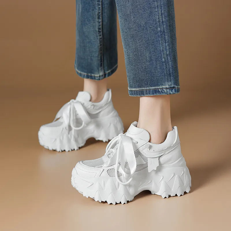 Rosa Bianca Breathable Lightweight Height Increasing Low Top Chunky Sneakers Women's-1