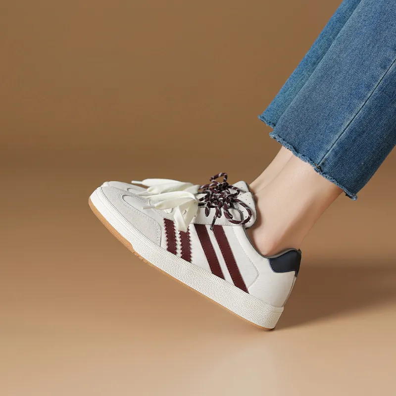 Rosa Bianca Lightweight Height Increasing Low-Top Skateboard Shoes Women's Ecru-10