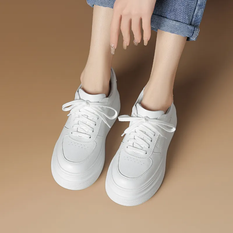 Rosa Bianca Lightweight Height Increasing Low Top Skateboard Shoes Women's White-2