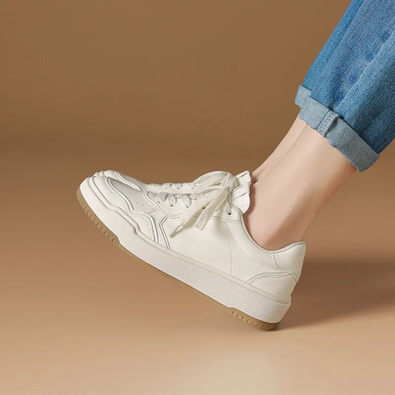 Rosa Bianca Lightweight Height Increasing Low-Top Skateboard Shoes Women's White-3