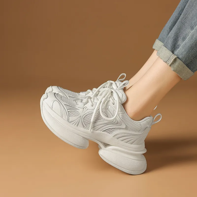 Rosa Bianca Cushioning Height Increasing Low-Top Chunky Sneakers Women's-3