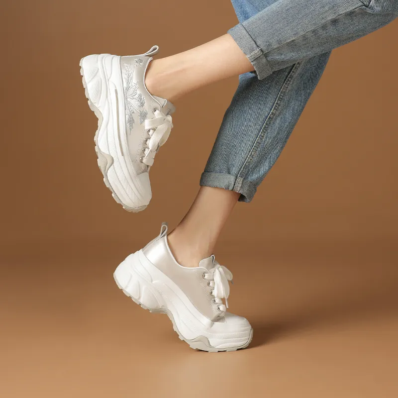 Rosa Bianca Anti-Slip Wear-Resistant Breathable Lightweight Height Increasing Low-Top Chunky Sneakers Women's-13