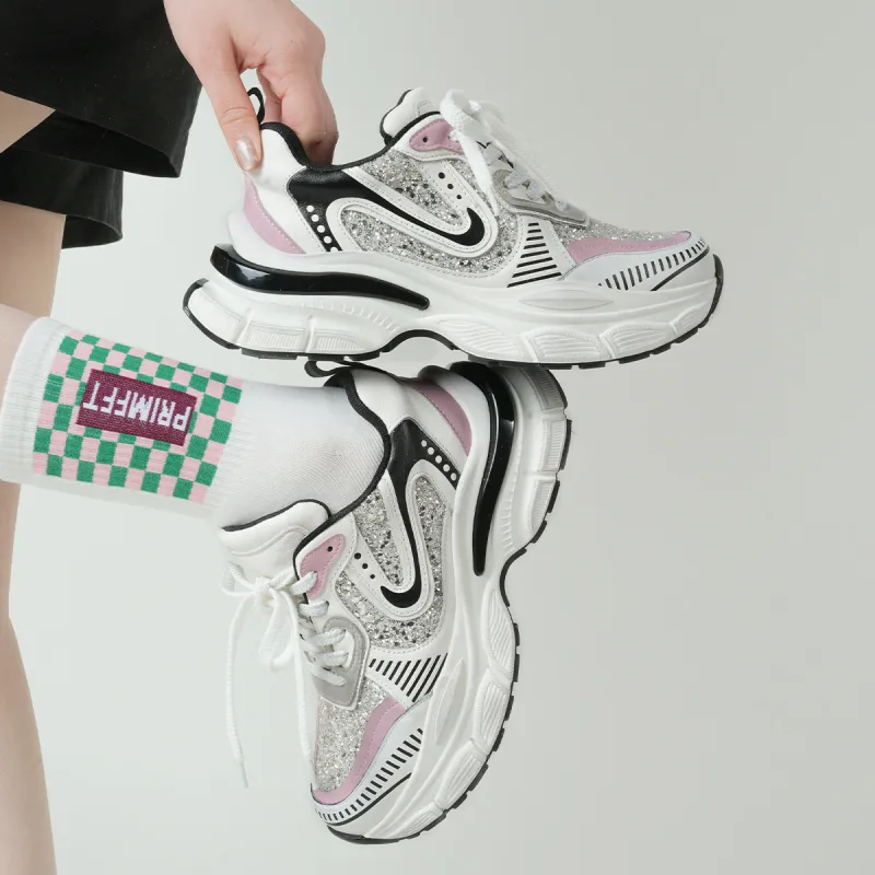 Rosa Bianca Anti-Slip Wear-Resistant Breathable Lightweight Height Increasing Warm Low-Top Chunky Sneakers Women's-5