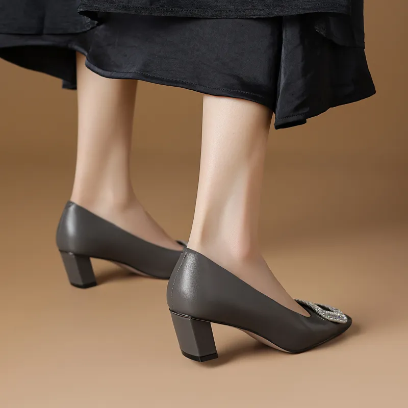 Rosa Bianca Chunky Heel High Heels 4.7cm Women's-11