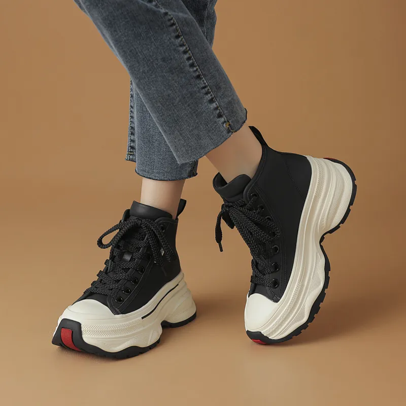 Rosa Bianca Cushioning Wear-Resistant High-Top Chunky Sneakers Women's-2
