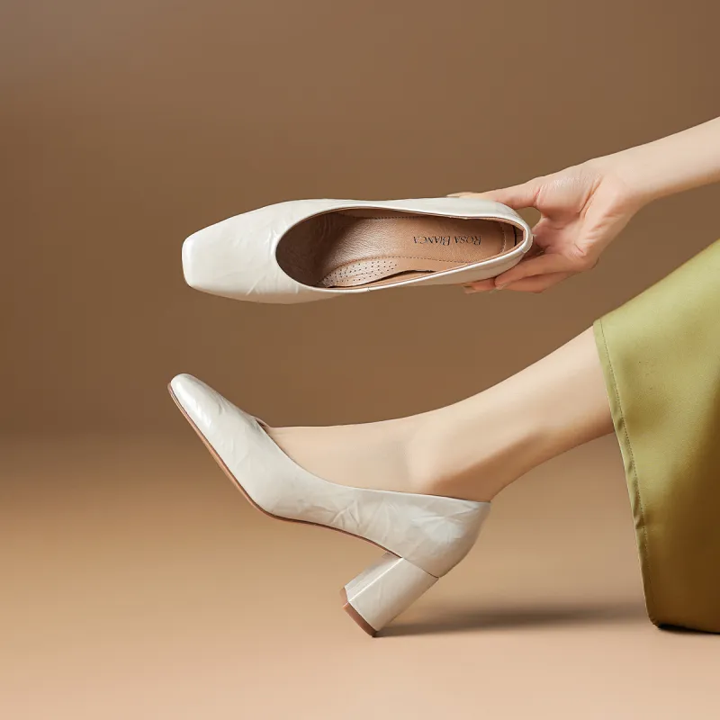 Rosa Bianca Chunky Heel High Heels 6.5cm Women's-2