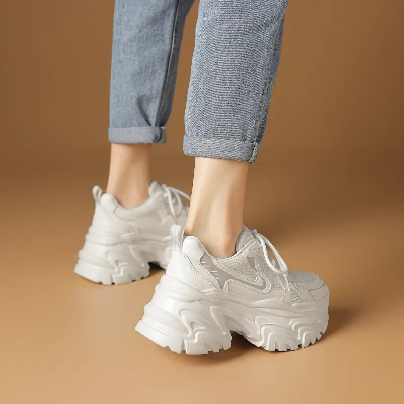 Rosa Bianca Breathable Height Increasing Mid-Top Chunky Sneakers Women's-6