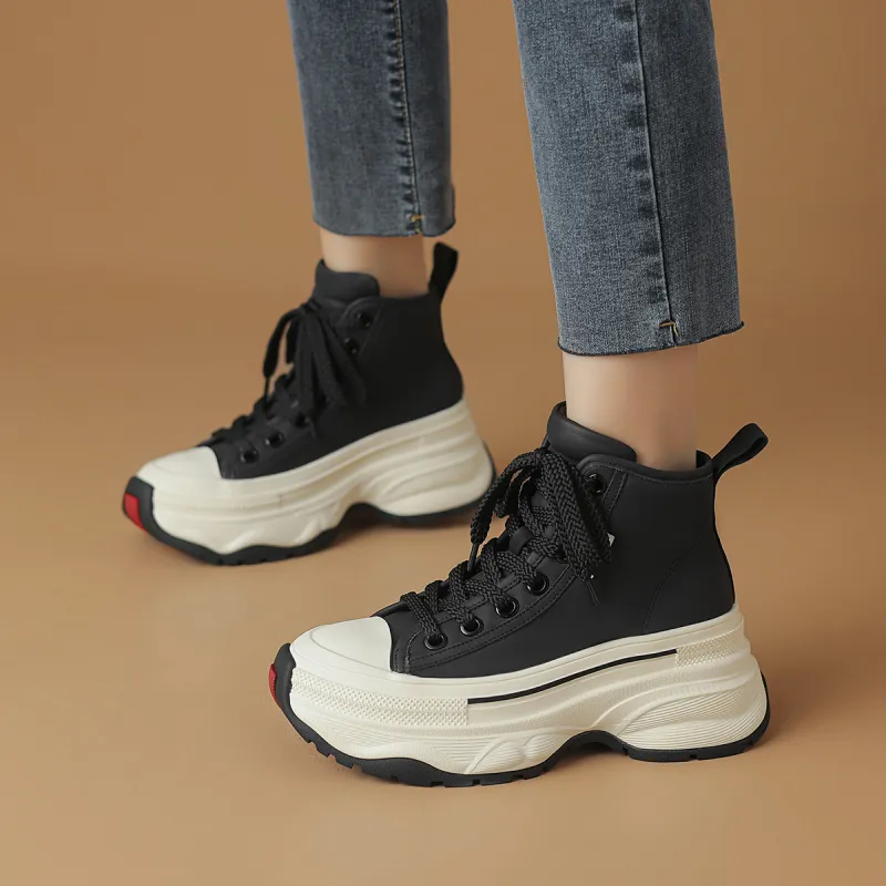 Rosa Bianca Cushioning Wear-Resistant High-Top Chunky Sneakers Women's-3
