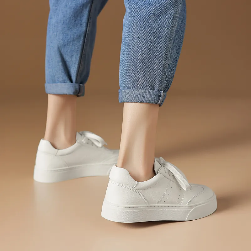 Rosa Bianca Lightweight Height Increasing Low-Top Skateboard Shoes Women's White-4