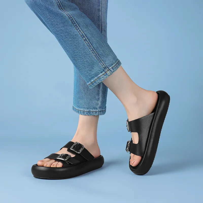 Rosa Bianca PU Polyurethane Rubber Sole Abrasion Resistant Slide Slippers Women's-3
