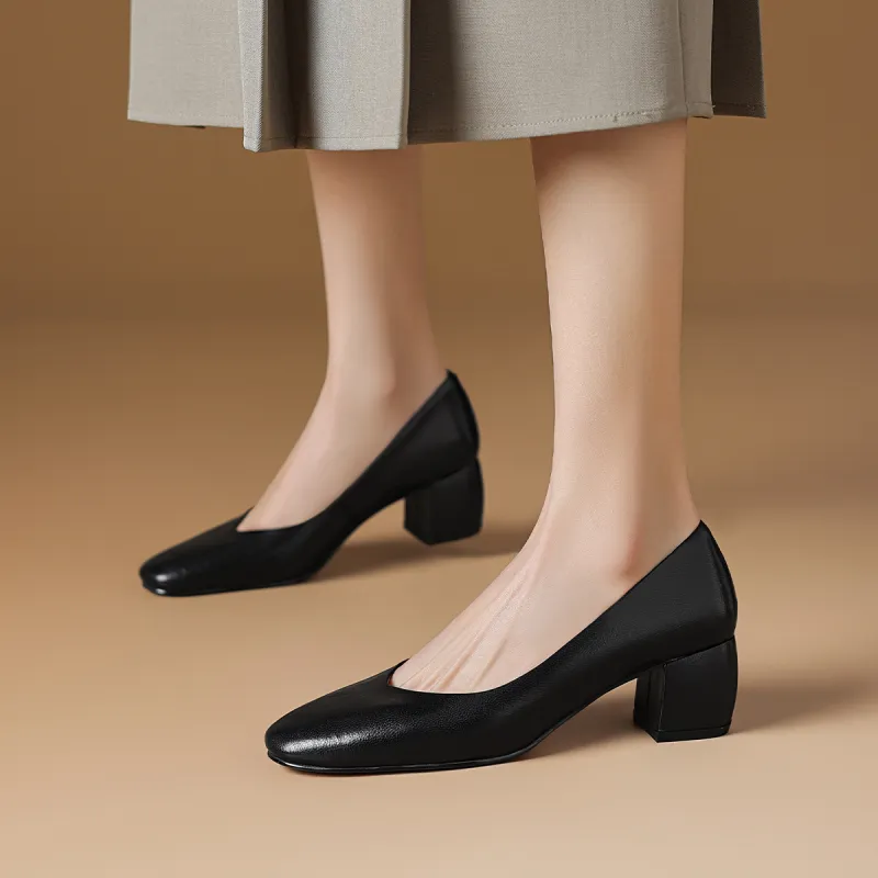 Rosa Bianca Chunky Heel High Heels 5.2cm Women's-8