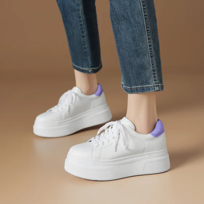 Rosa Bianca Lightweight Height Increasing Low Top Skateboard Shoes Women's White Purple-1