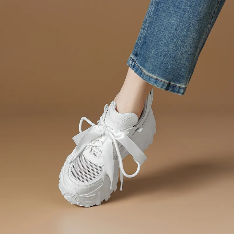 Rosa Bianca Breathable Lightweight Height Increasing Low Top Chunky Sneakers Women's-4