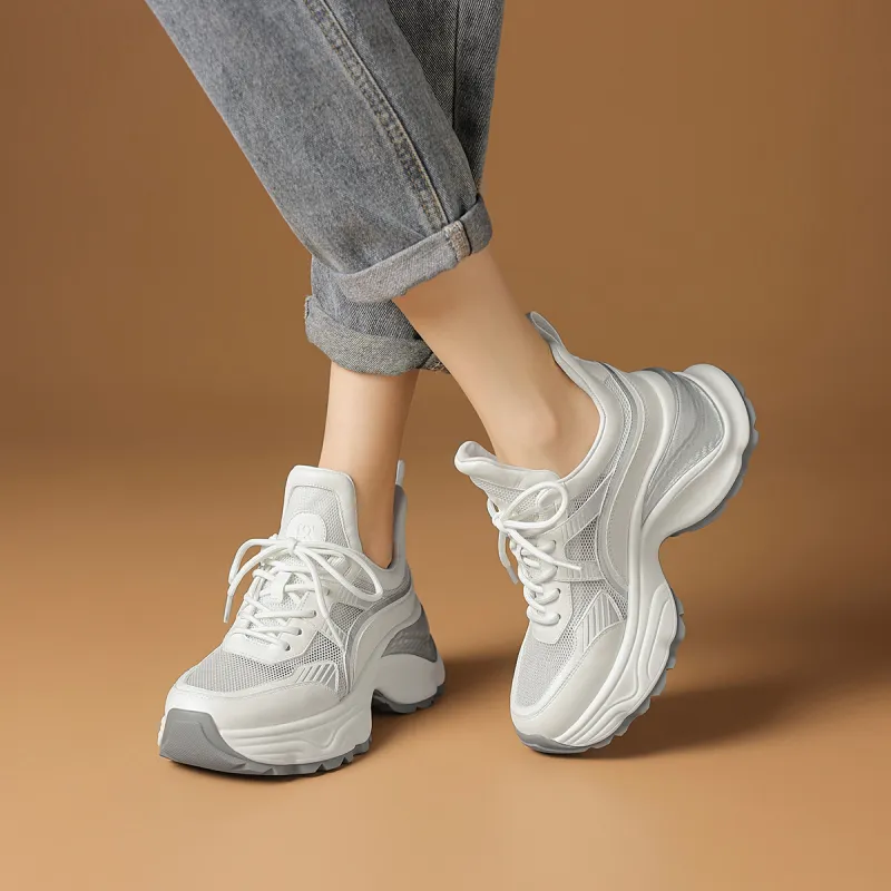 Rosa Bianca Breathable Lightweight Height Increasing Low Top Chunky Sneakers Women's-4
