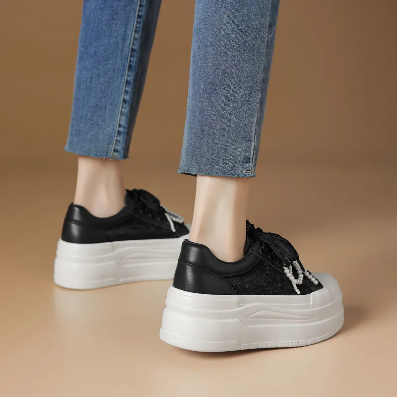 Rosa Bianca Lightweight Breathable Height Increasing Low Top Skateboard Shoes Women's-12