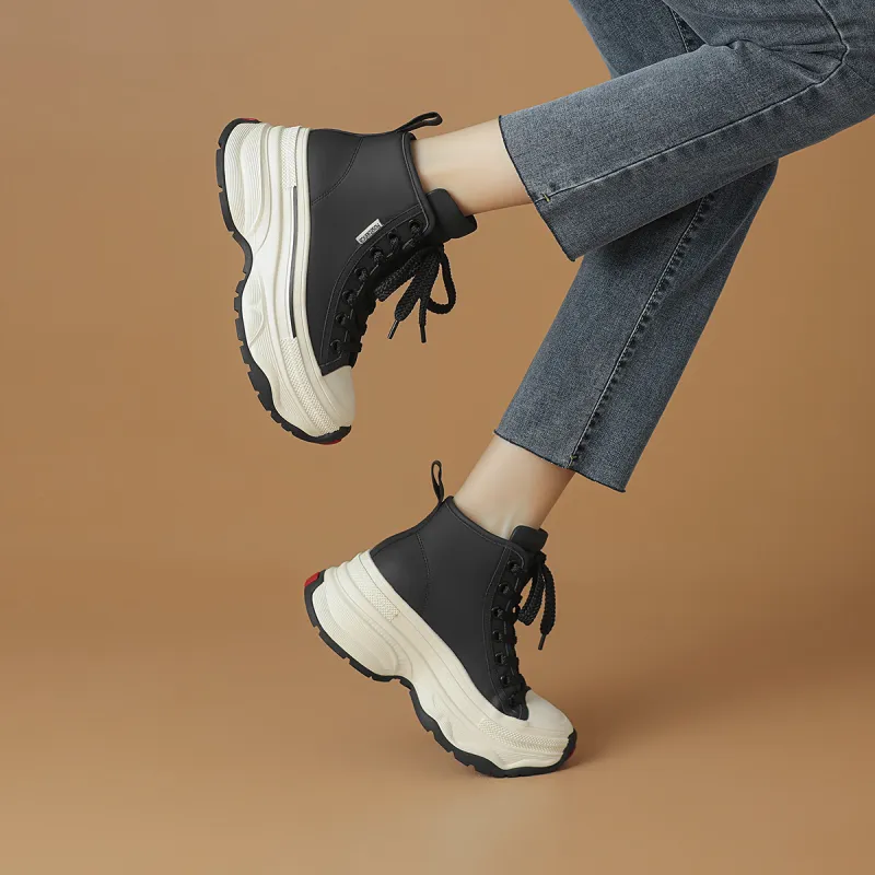 Rosa Bianca Cushioning Wear-Resistant High-Top Chunky Sneakers Women's-5