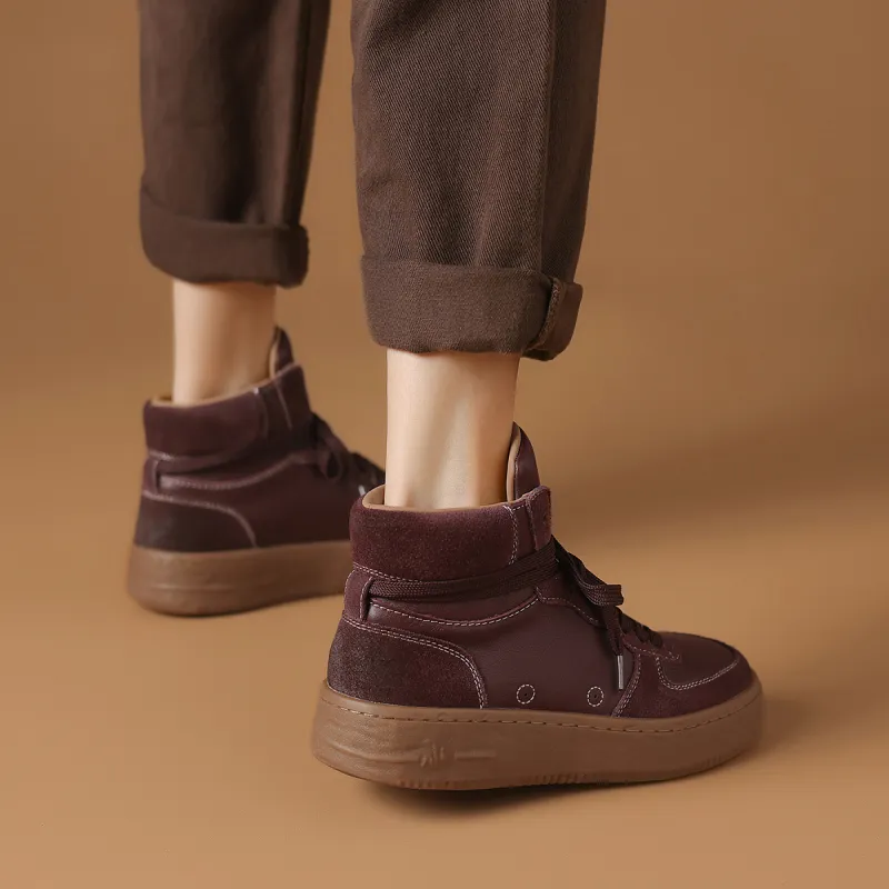 Rosa Bianca Lightweight Height Increasing High Top Skateboard Shoes Women's Burgundy-5
