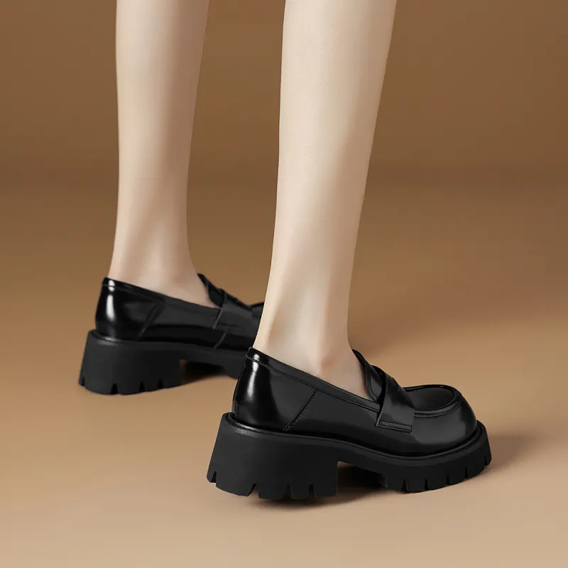 Rosa Bianca Loafers 5.2cm Women's Black-5