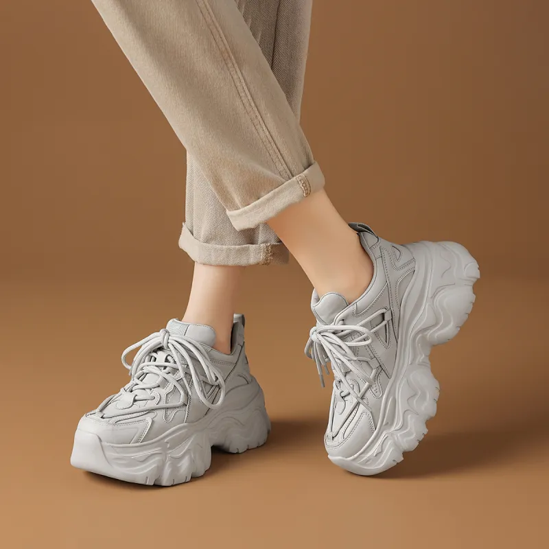 Rosa Bianca Breathable Lightweight Height Increasing Low Top Chunky Sneakers Women's-10