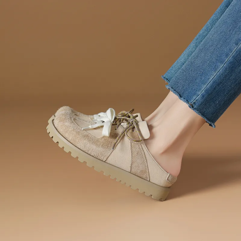 Rosa Bianca Rubber Sole Abrasion Resistant Slip Resistant Wrap toe Slippers Women's Apricot-3
