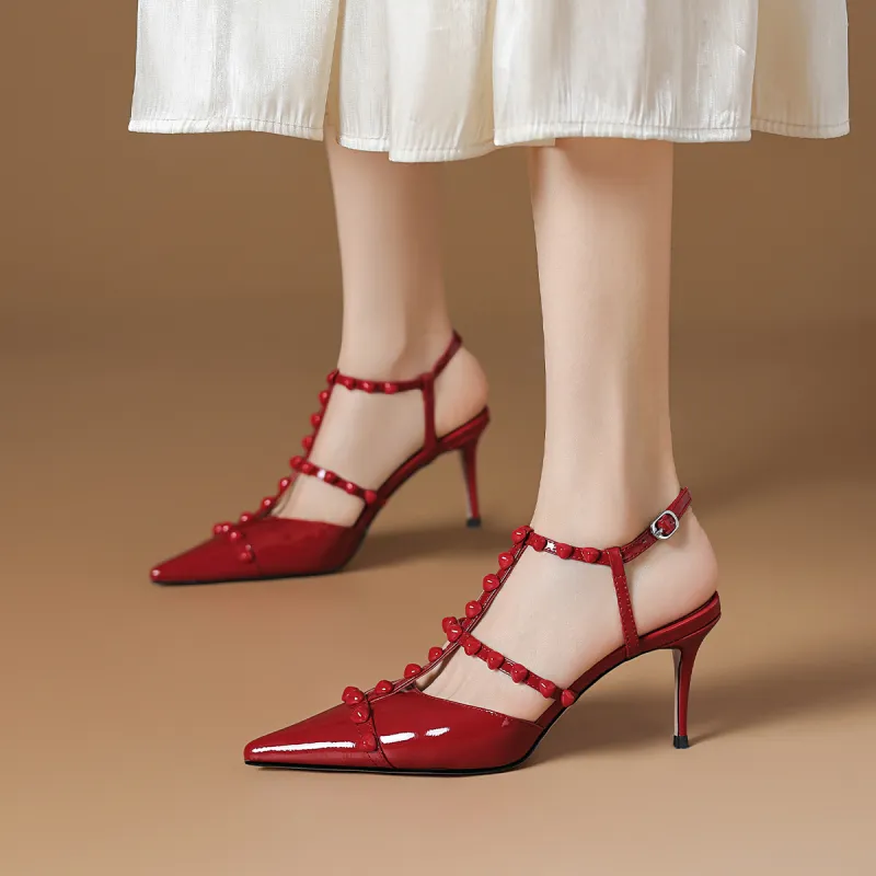 Rosa Bianca Slim Heel High Heels 8cm Women's-7