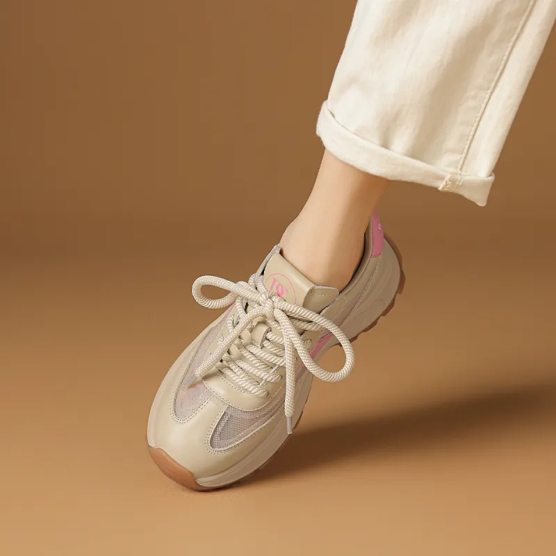 Rosa Bianca Anti-Slip Wear-Resistant Breathable Lightweight Height Increasing Low-Top Chunky Sneakers Women's-3
