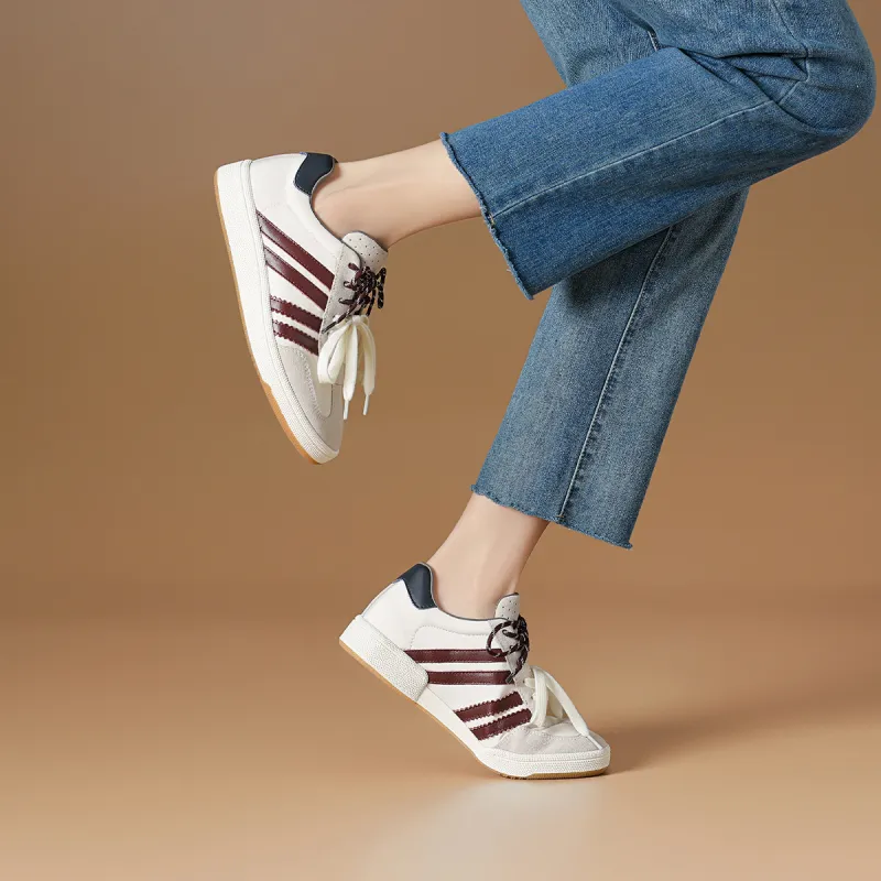 Rosa Bianca Lightweight Height Increasing Low-Top Skateboard Shoes Women's Ecru-14