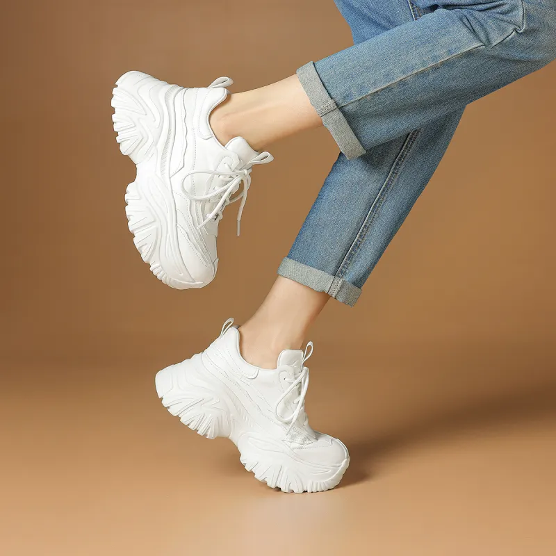 Rosa Bianca Wear-Resistant Breathable Lightweight Height Increasing Low-Top Chunky Sneakers Women's-6