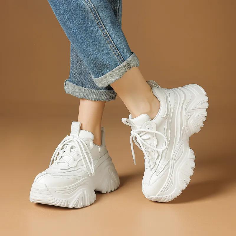 Rosa Bianca Wear-Resistant Breathable Lightweight Height Increasing Low-Top Chunky Sneakers Women's-3