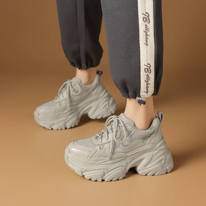 Rosa Bianca Breathable Height Increasing Mid-Top Chunky Sneakers Women's-8