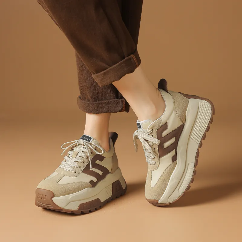 Rosa Bianca Anti Slip Wear Resistant Breathable Lightweight Height Increasing Warm Low Top Chunky Sneakers Women's-3