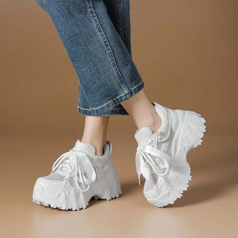 Rosa Bianca Breathable Lightweight Height Increasing Low Top Chunky Sneakers Women's-5