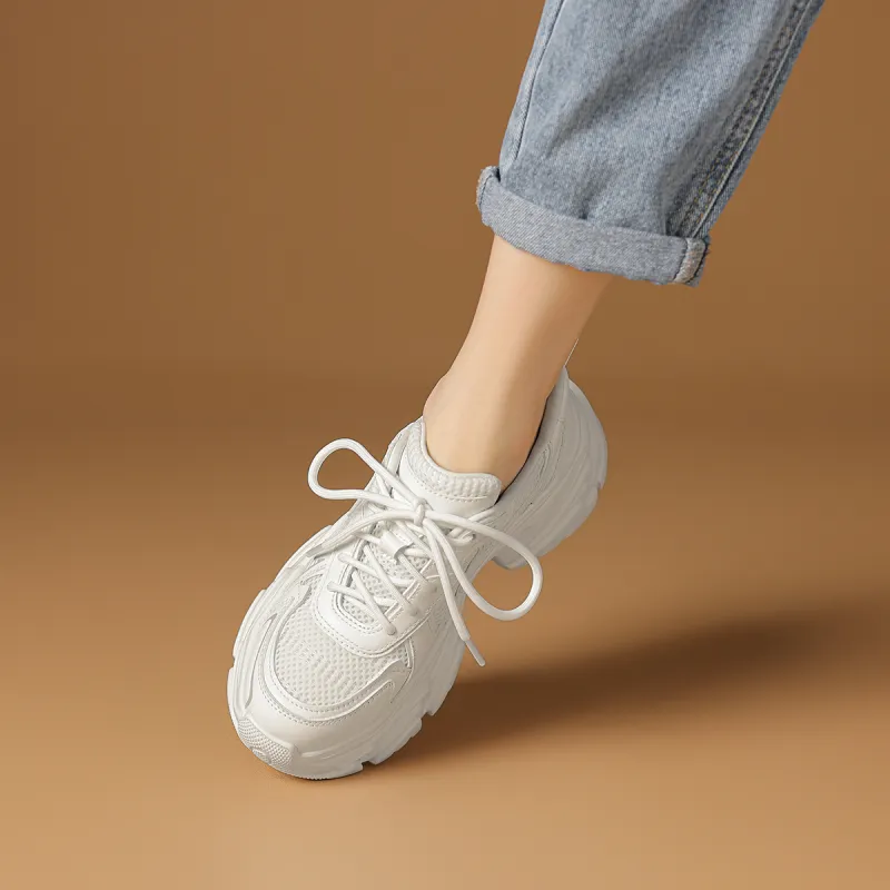 Rosa Bianca Breathable Height Increasing Mid-Top Chunky Sneakers Women's-5