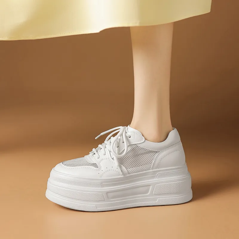 Rosa Bianca Lightweight Breathable Height Increasing Low-Top Skateboard Shoes Women's-4