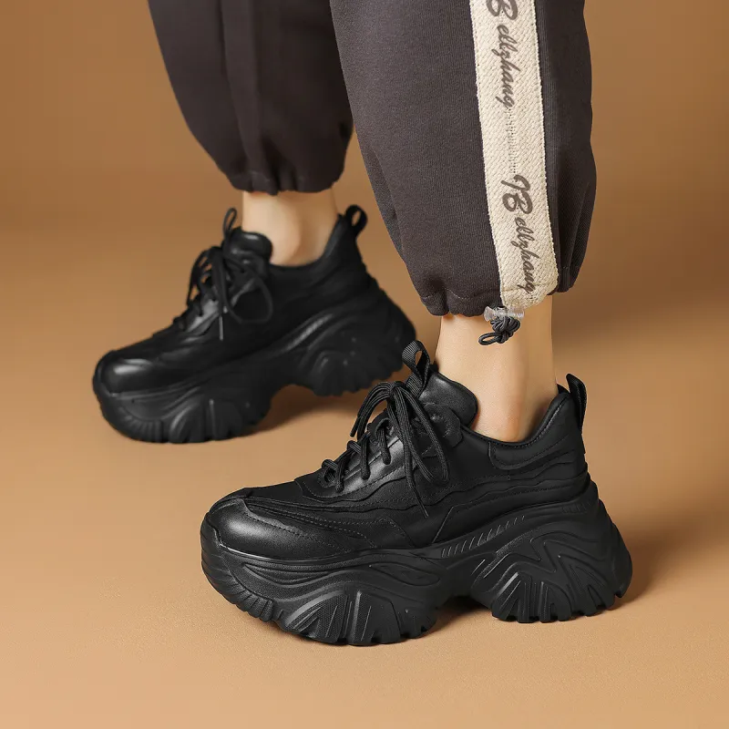Rosa Bianca Wear-Resistant Breathable Lightweight Height Increasing Low-Top Chunky Sneakers Women's-9