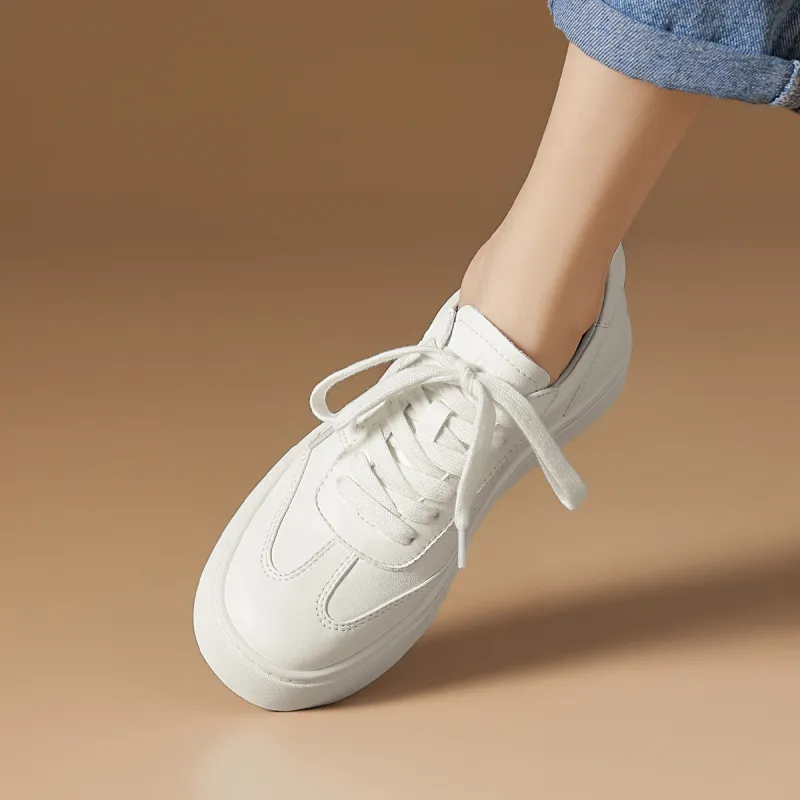 Rosa Bianca Lightweight Height Increasing Low-Top Skateboard Shoes Women's White-3