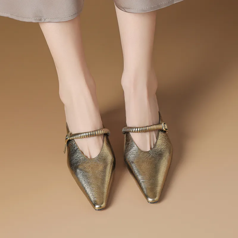 Rosa Bianca Closed Toe Slippers Women's Antique Gold-5