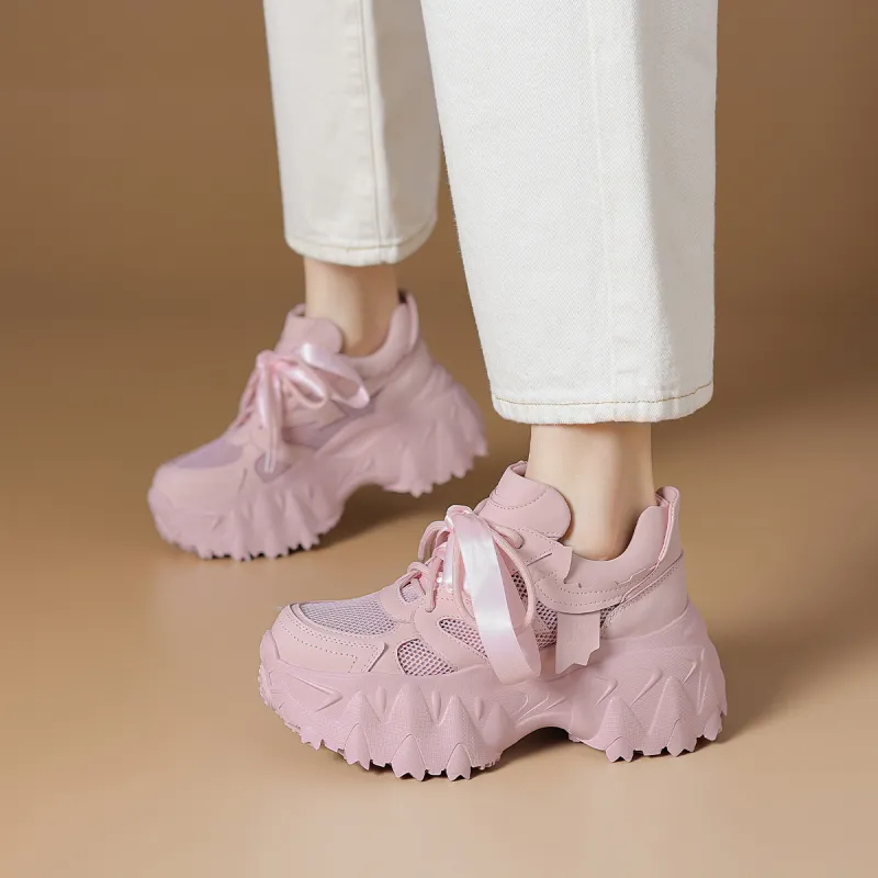 Rosa Bianca Breathable Lightweight Height Increasing Low Top Chunky Sneakers Women's-8
