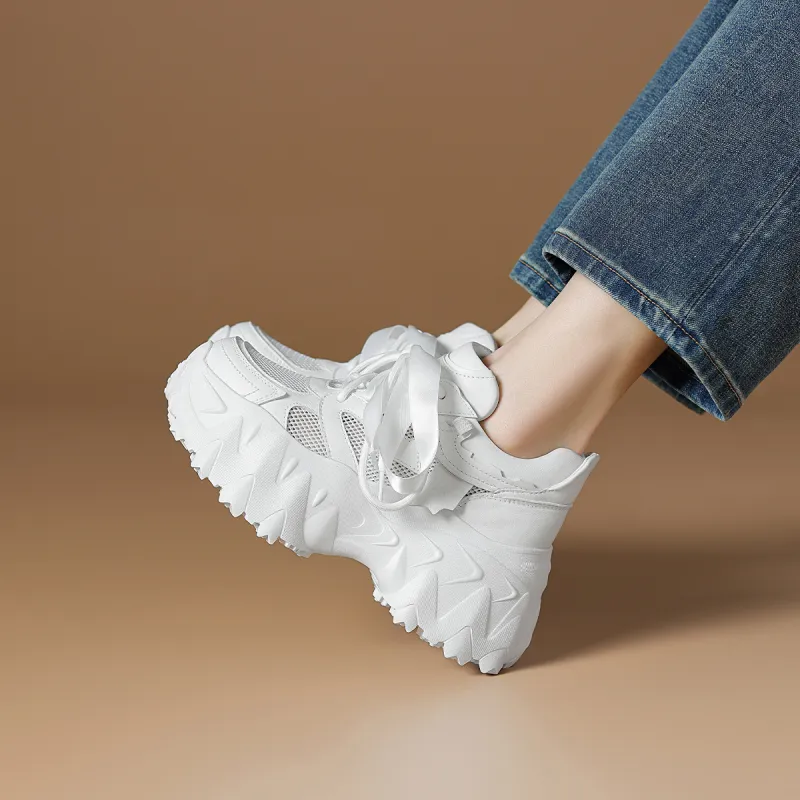Rosa Bianca Breathable Lightweight Height Increasing Low Top Chunky Sneakers Women's-3